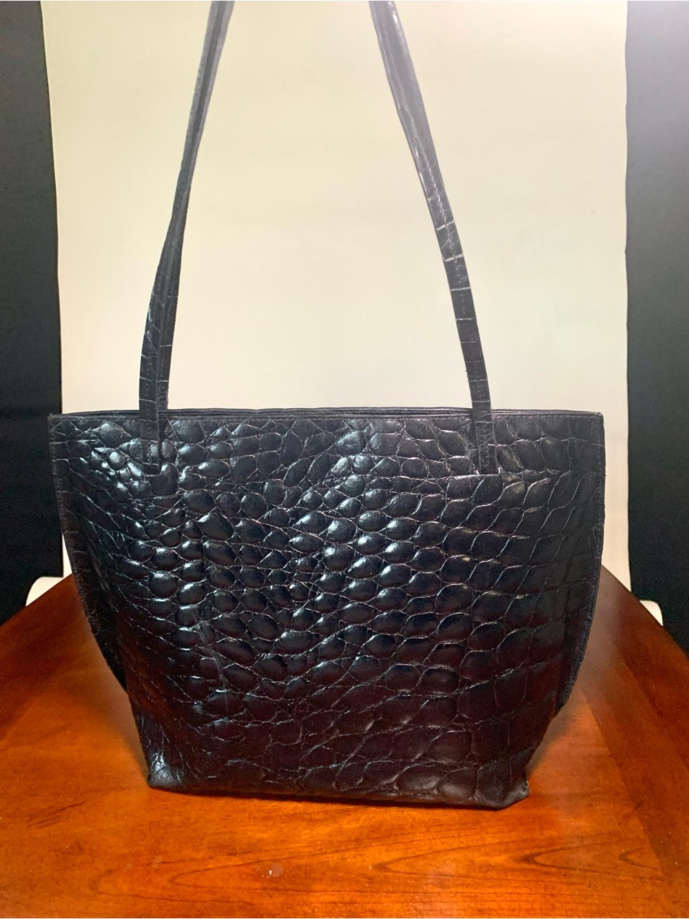 FURLA Black Croc-Embossed Tote Bag - Women's Shoulder Bag